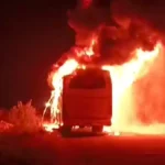 Bus caught fire in Amroha